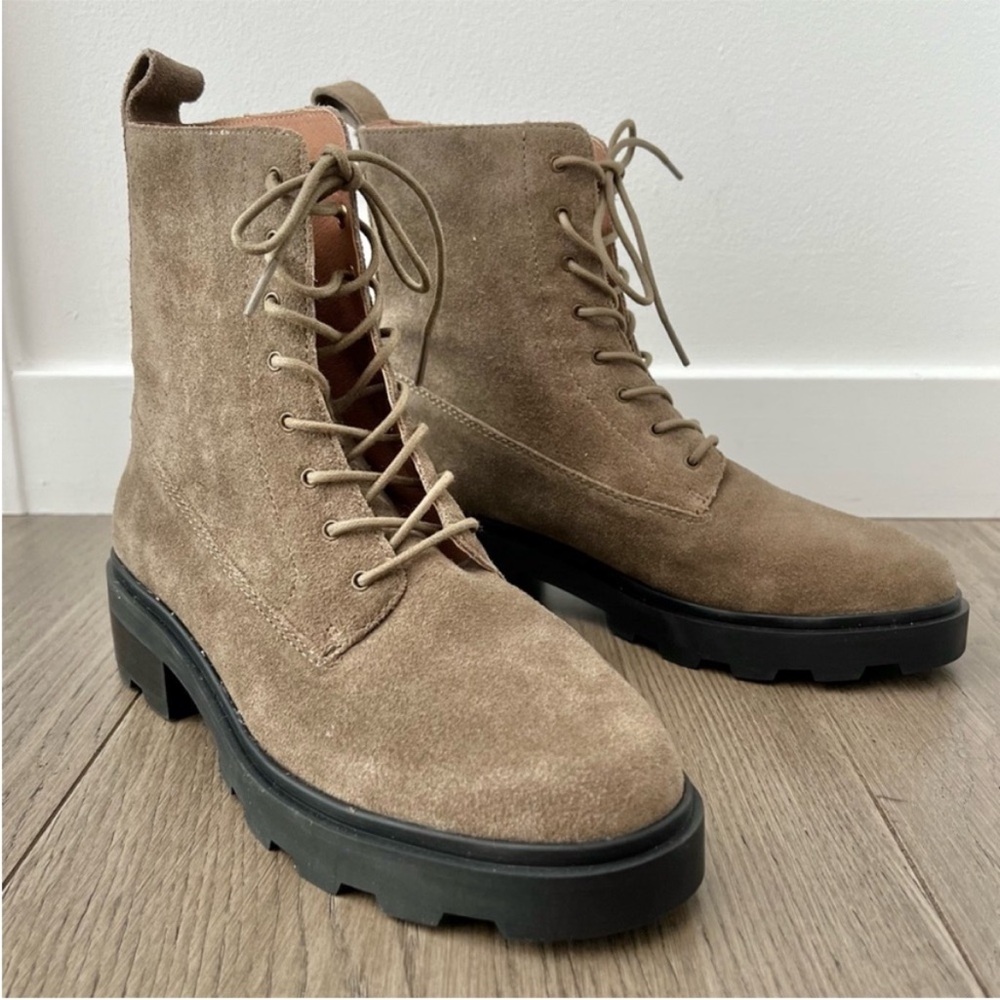 Madewell Tan Lace Up Boots with Black Sole